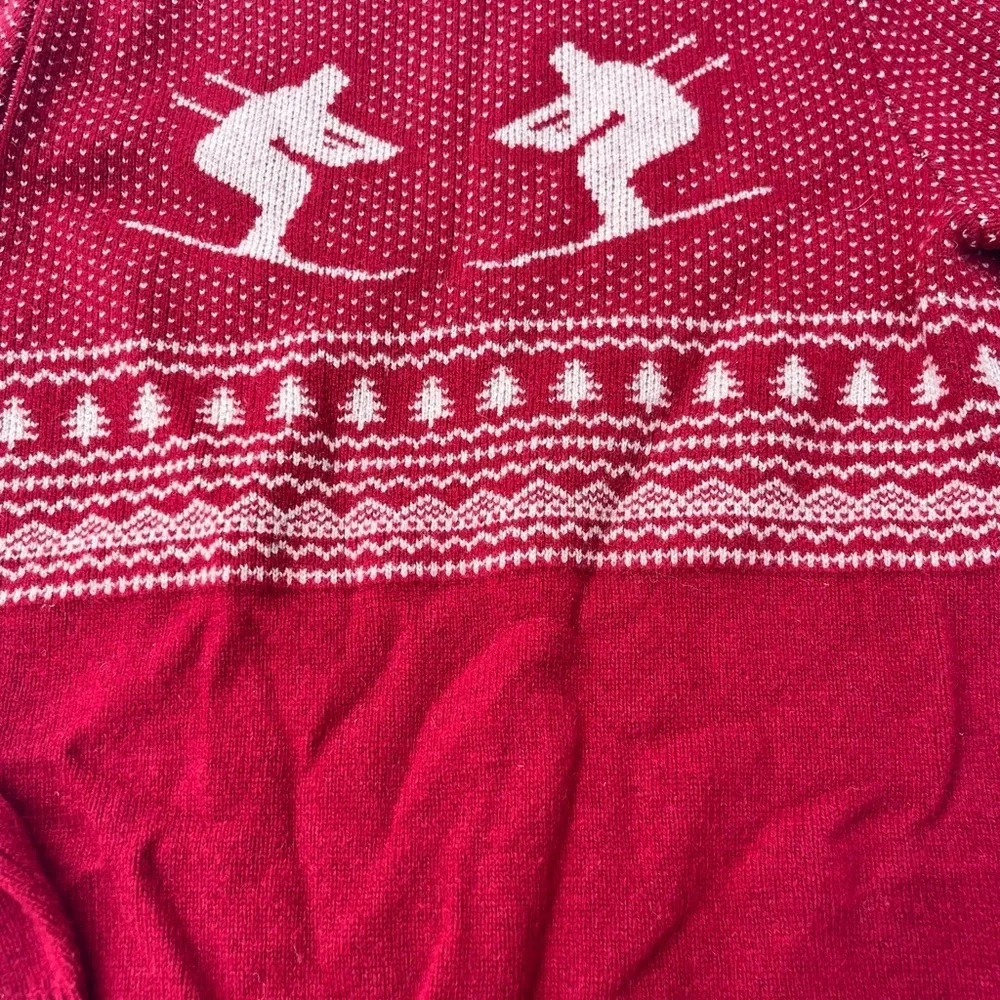 J. Crew Men's Small Red 100% Lambs Wool Ski Graphic Sweater